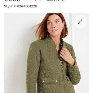 TALBOTS Quilted Bomber Jacket Burnt Olive M, NWT,  Original Price $199